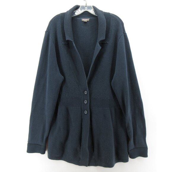 Eddie Bauer Sweater XXL Cardigan Tunic Shawl Collar Textured Knit - Picture 1 of 10